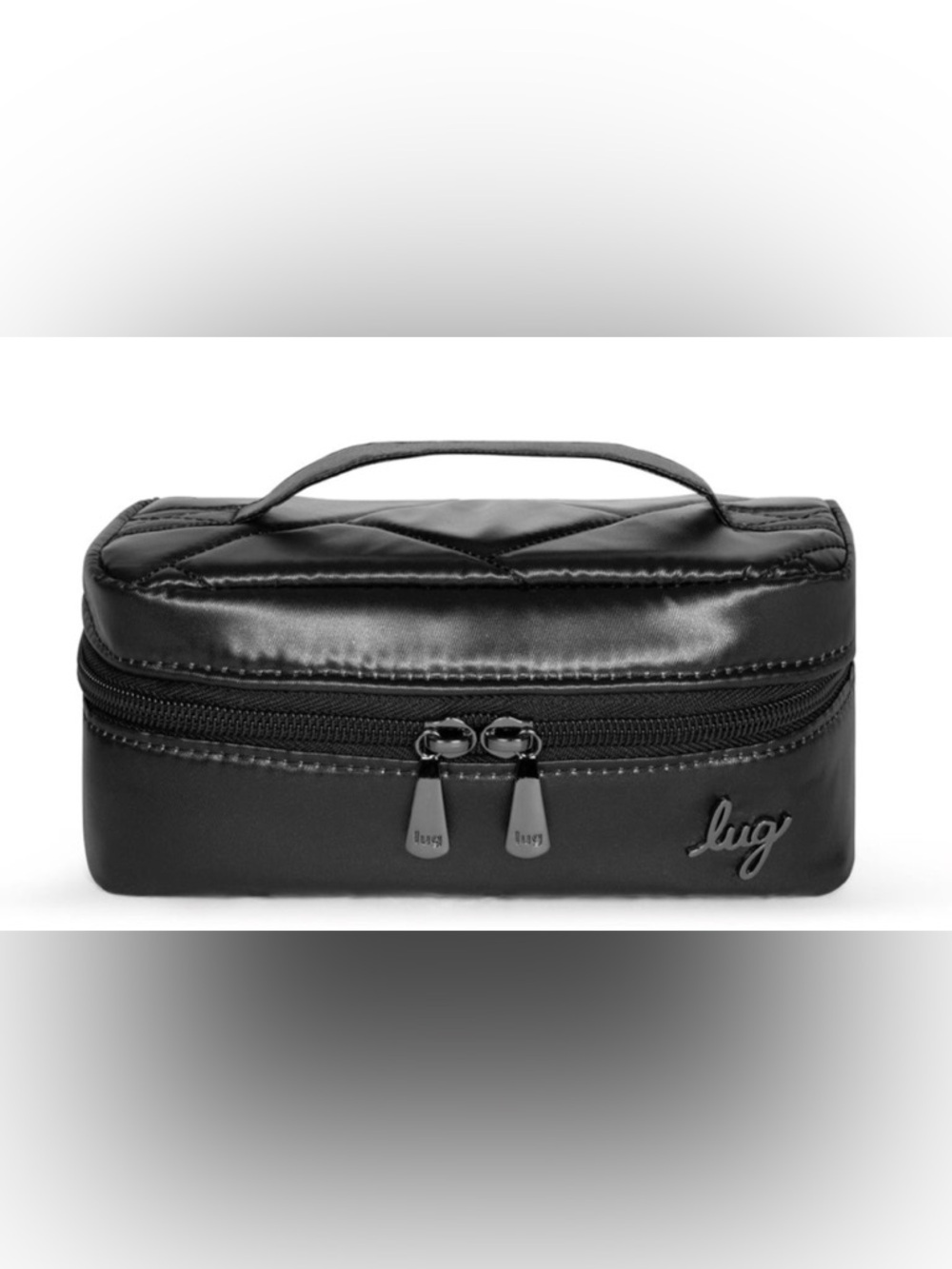 Lug Swizzle Jewelry Case Metallic Black Travel Organizer Full Size NWT